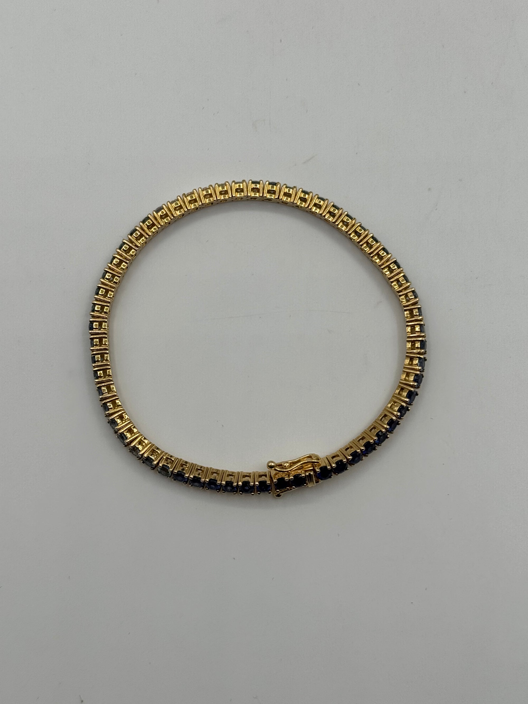 3.5MM Diamond/Sapphire Tennis Bracelet 7.5 inches