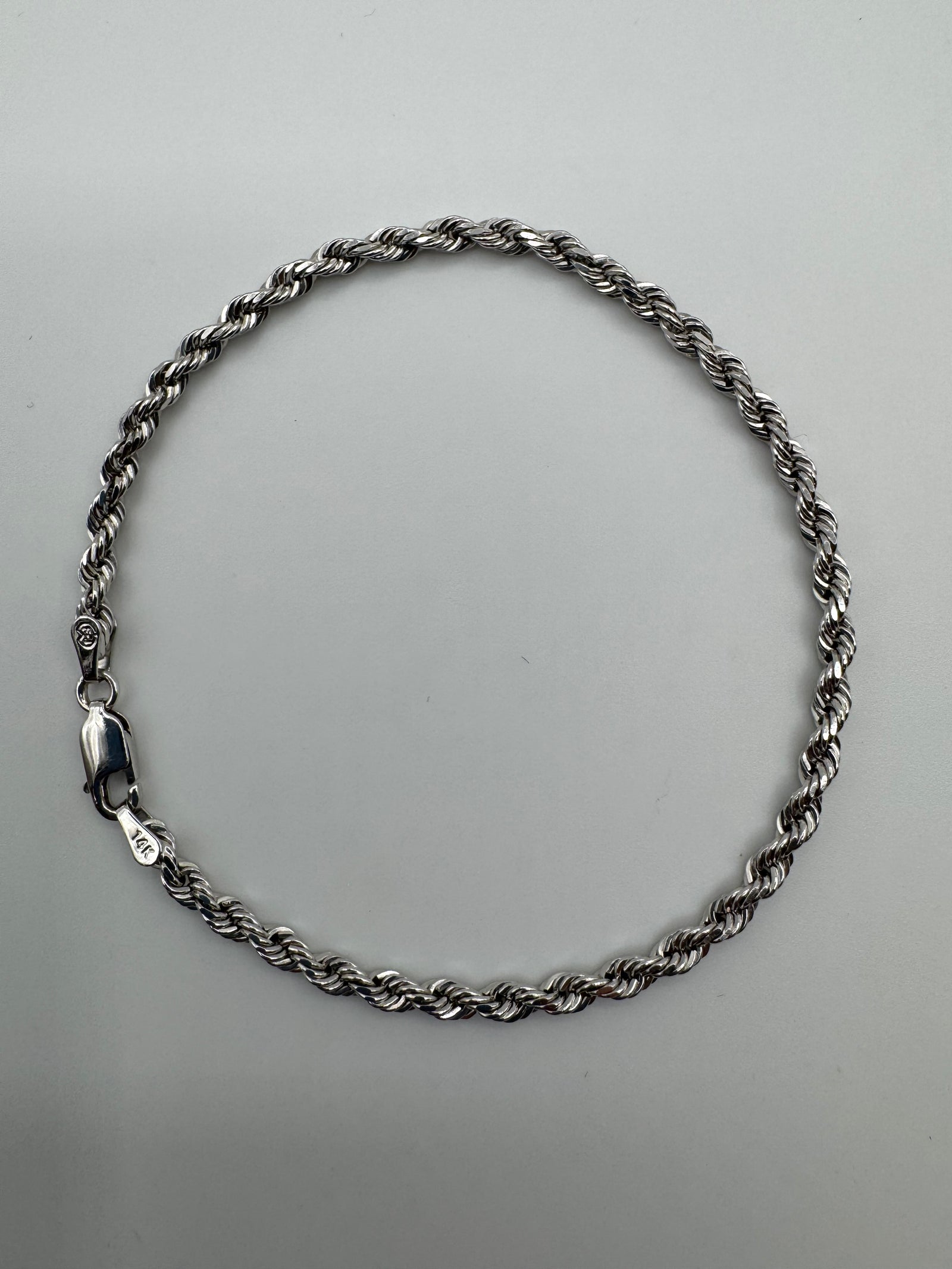 3mm Rope Bracelet 7.5 inches (DIAMOND CUT)