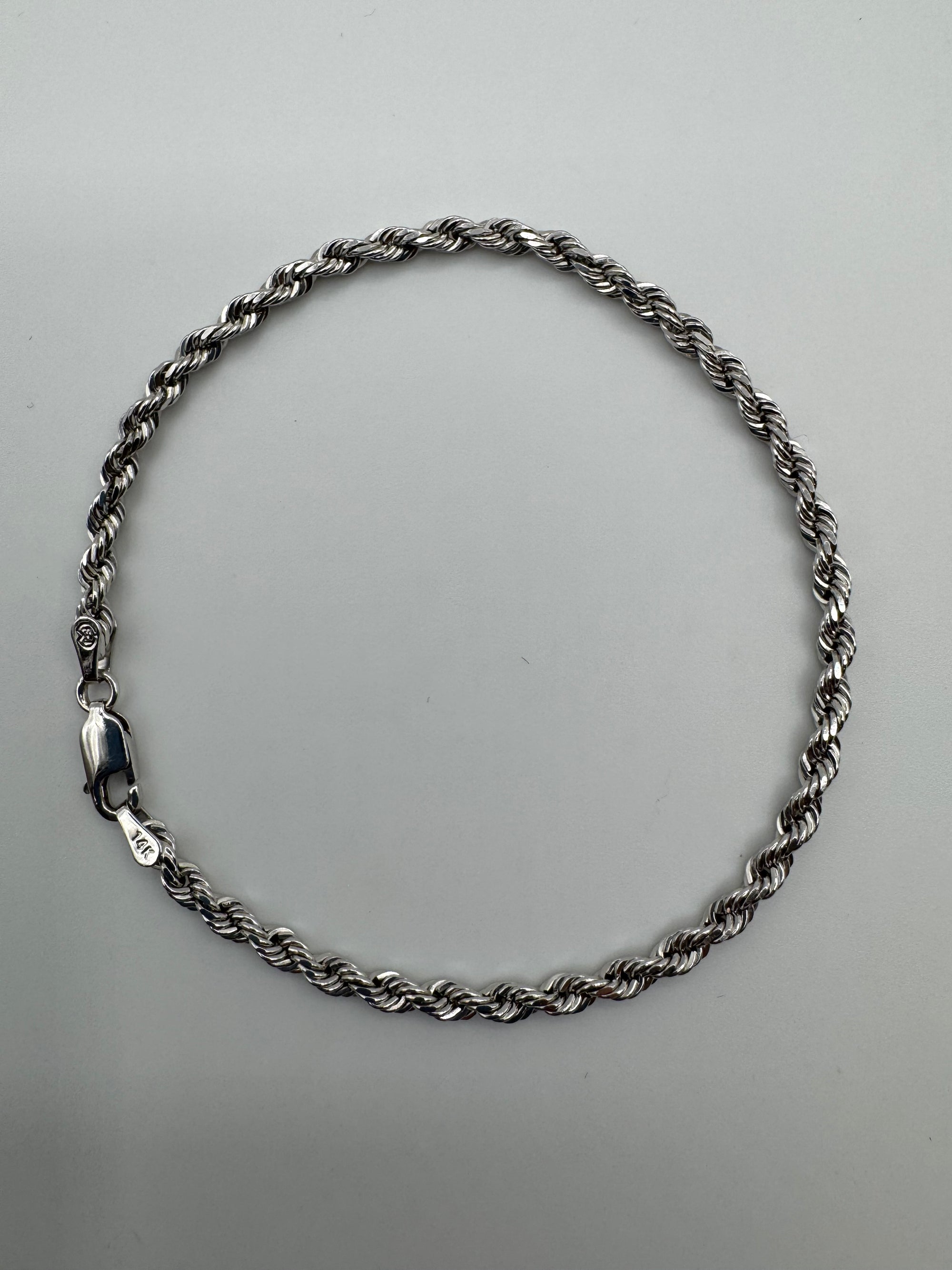 3mm Rope Bracelet 7.5 inches (DIAMOND CUT)