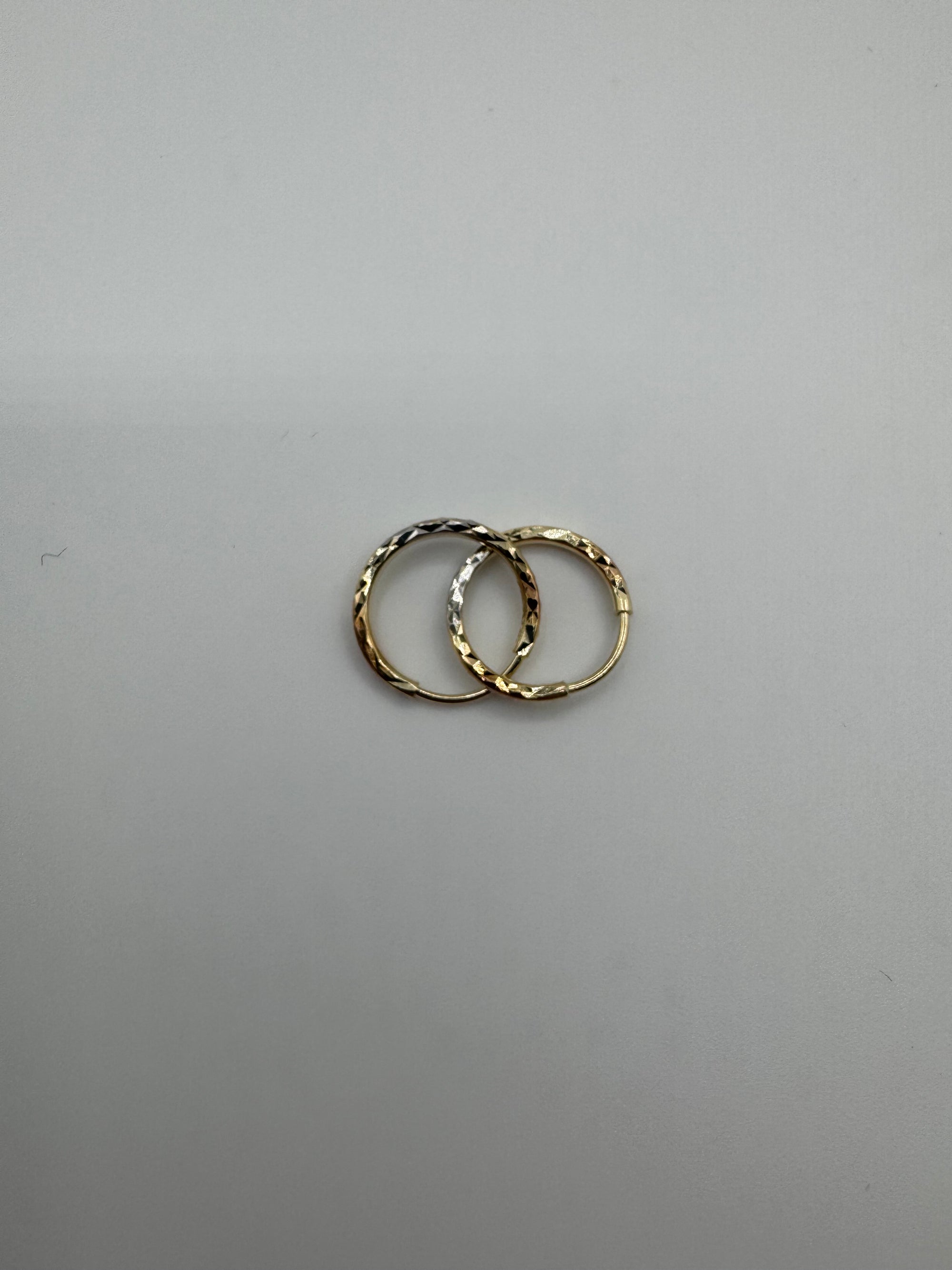 1.5mm Diamond Cut Hoops-0.5 inch (TRI COLOR)