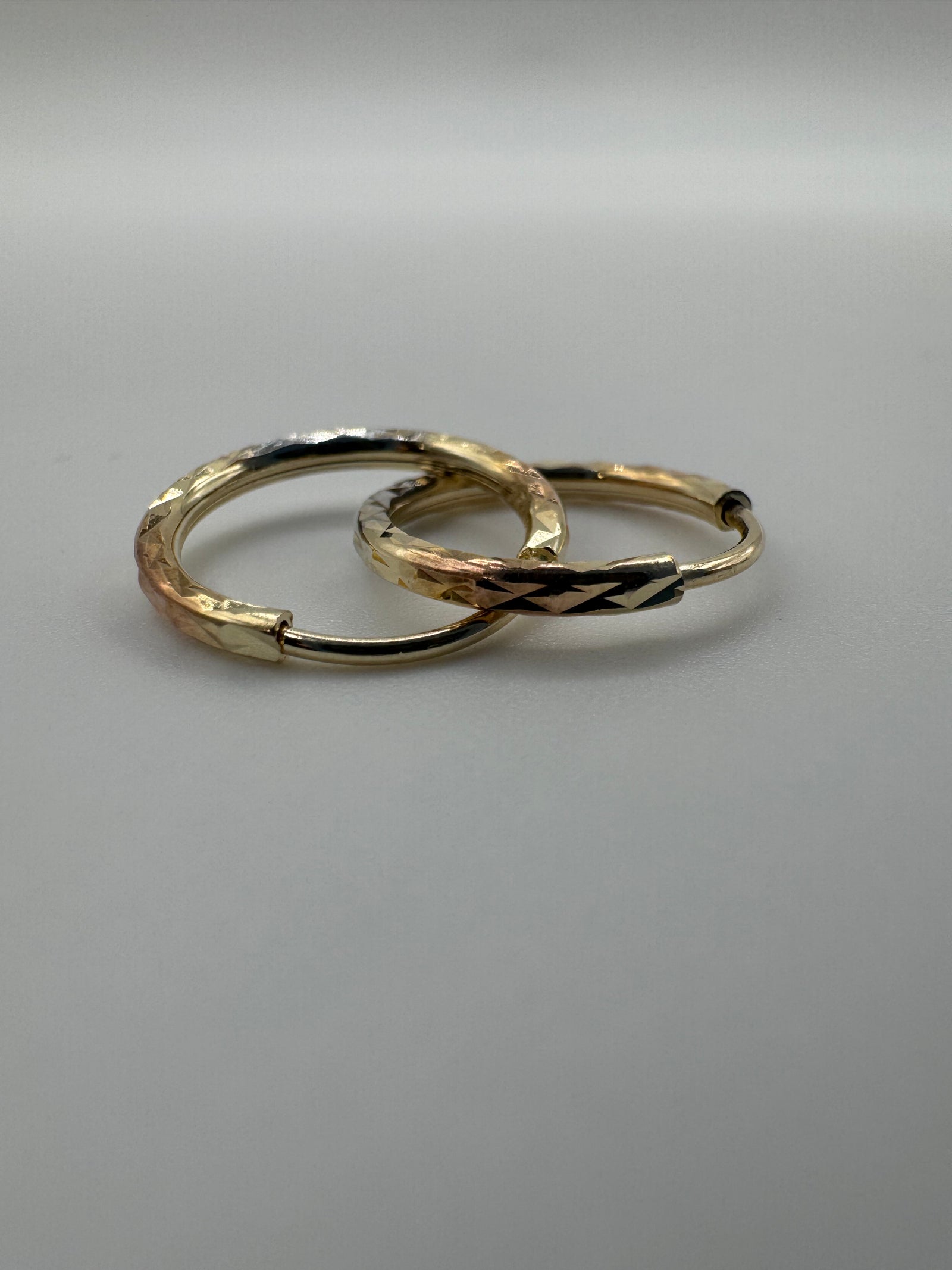 1.5mm Diamond Cut Hoops-0.5 inch (TRI COLOR)