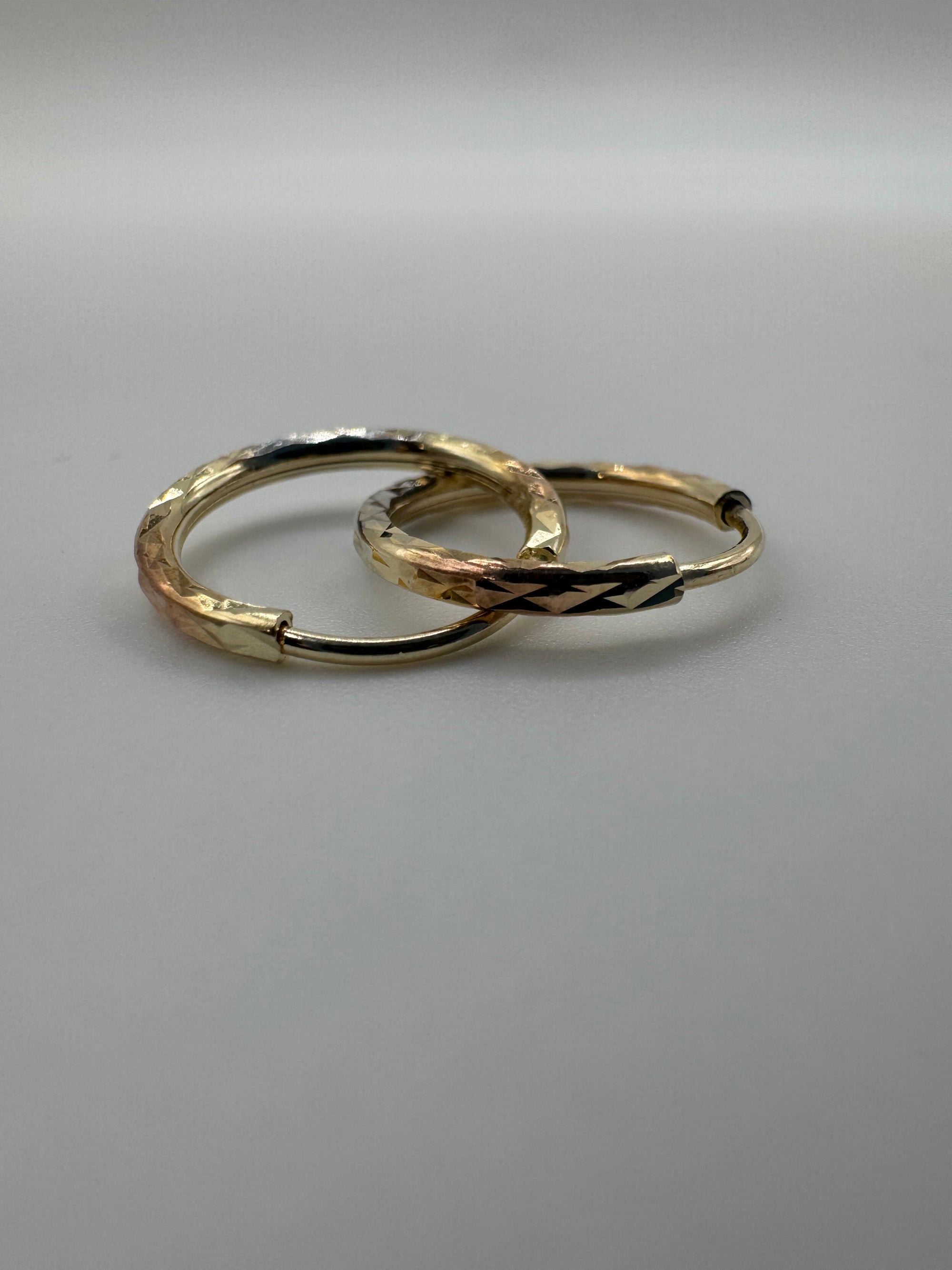 1.5mm Diamond Cut Hoops-0.5 inch (TRI COLOR)