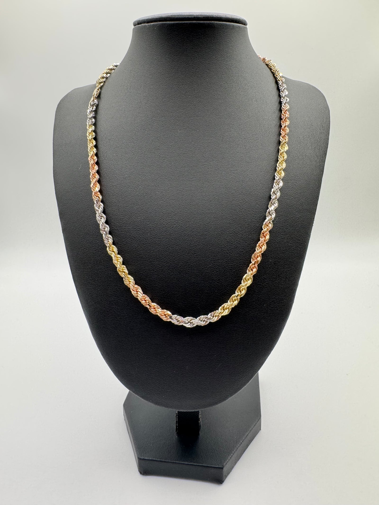 5MM Tri Color Rope Chain 20 inches (DIAMOND CUT)