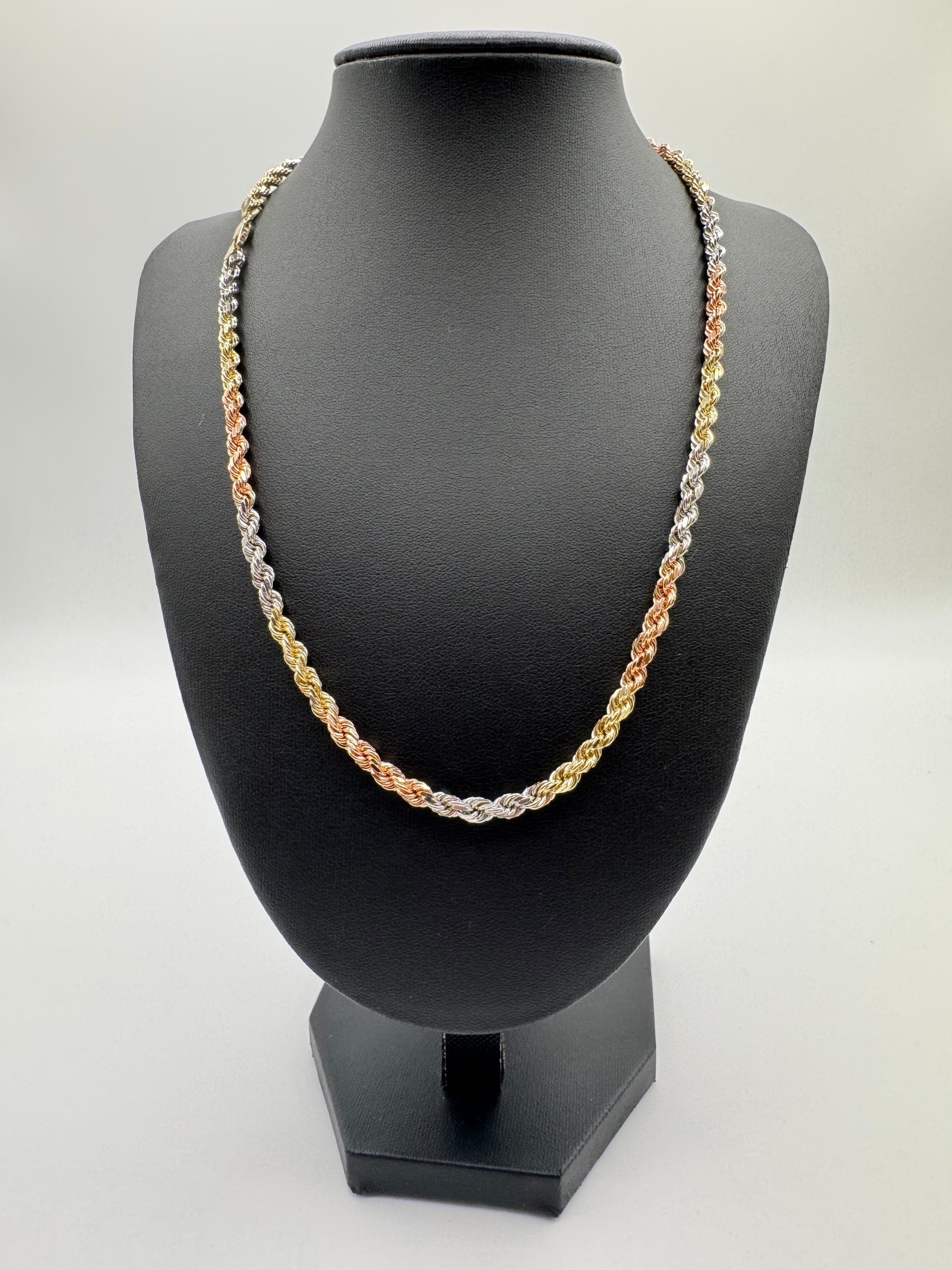 5MM Tri Color Rope Chain 20 inches (DIAMOND CUT)