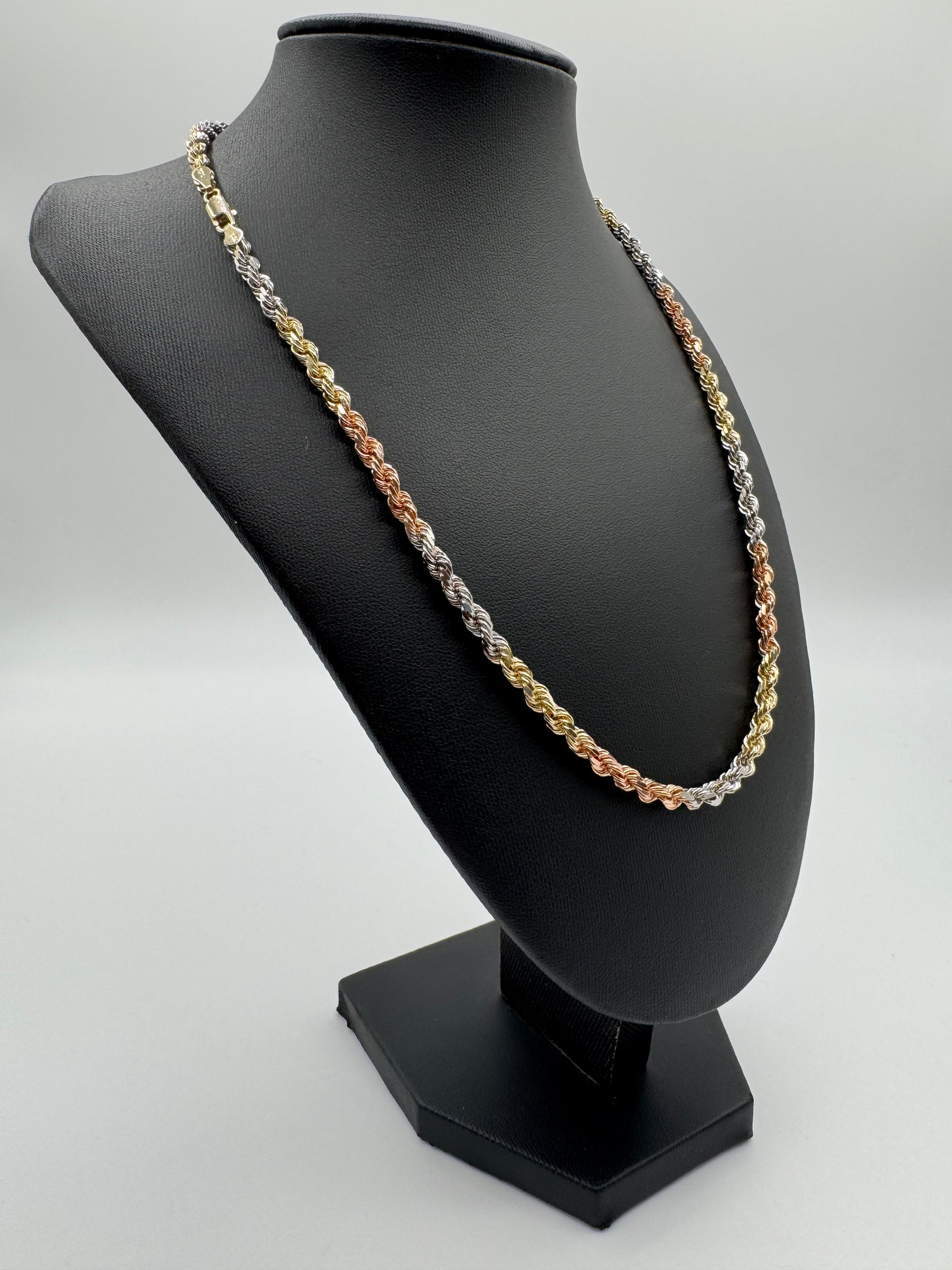 5MM Tri Color Rope Chain 20 inches (DIAMOND CUT)
