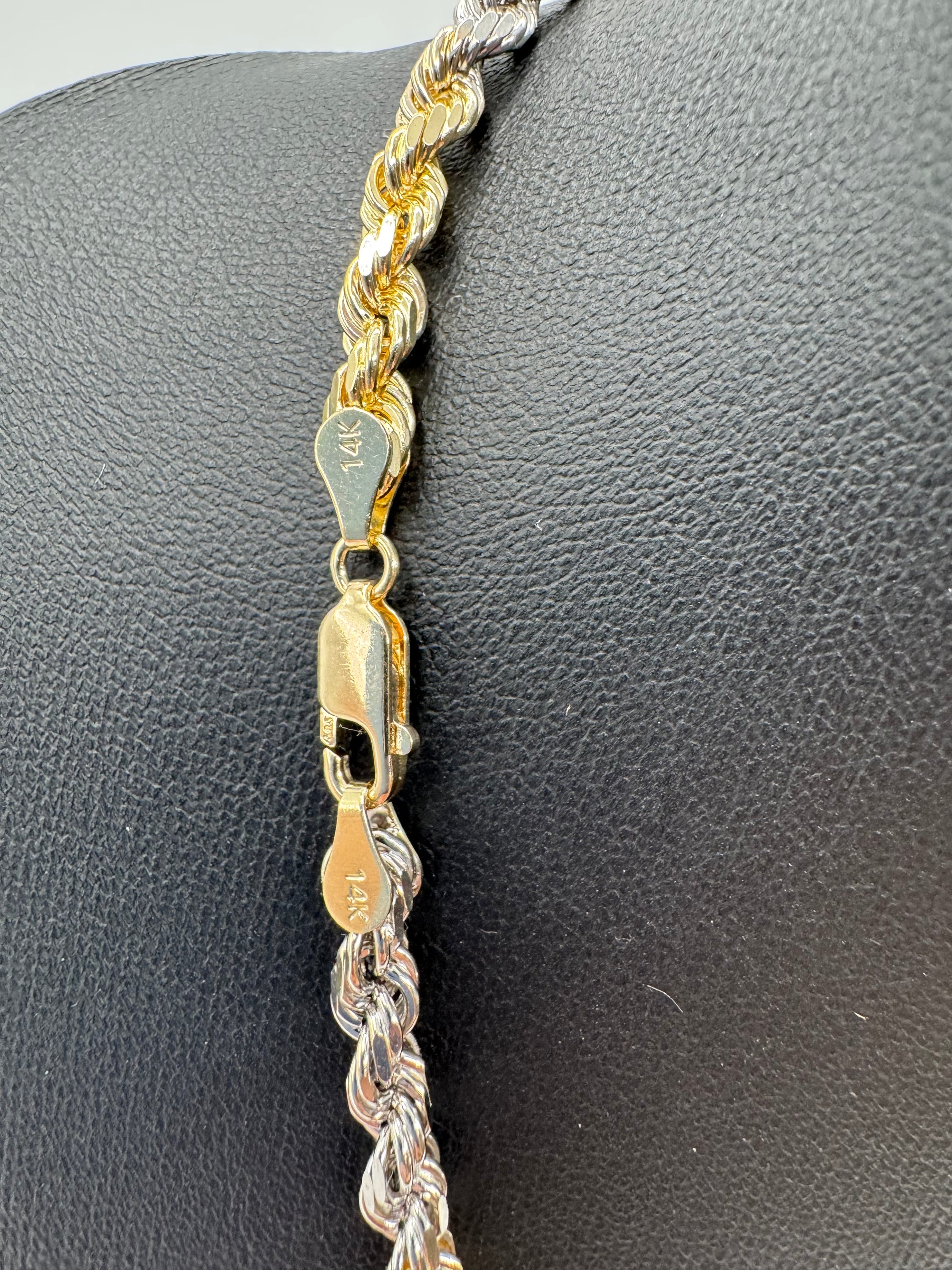 5MM Tri Color Rope Chain 20 inches (DIAMOND CUT)