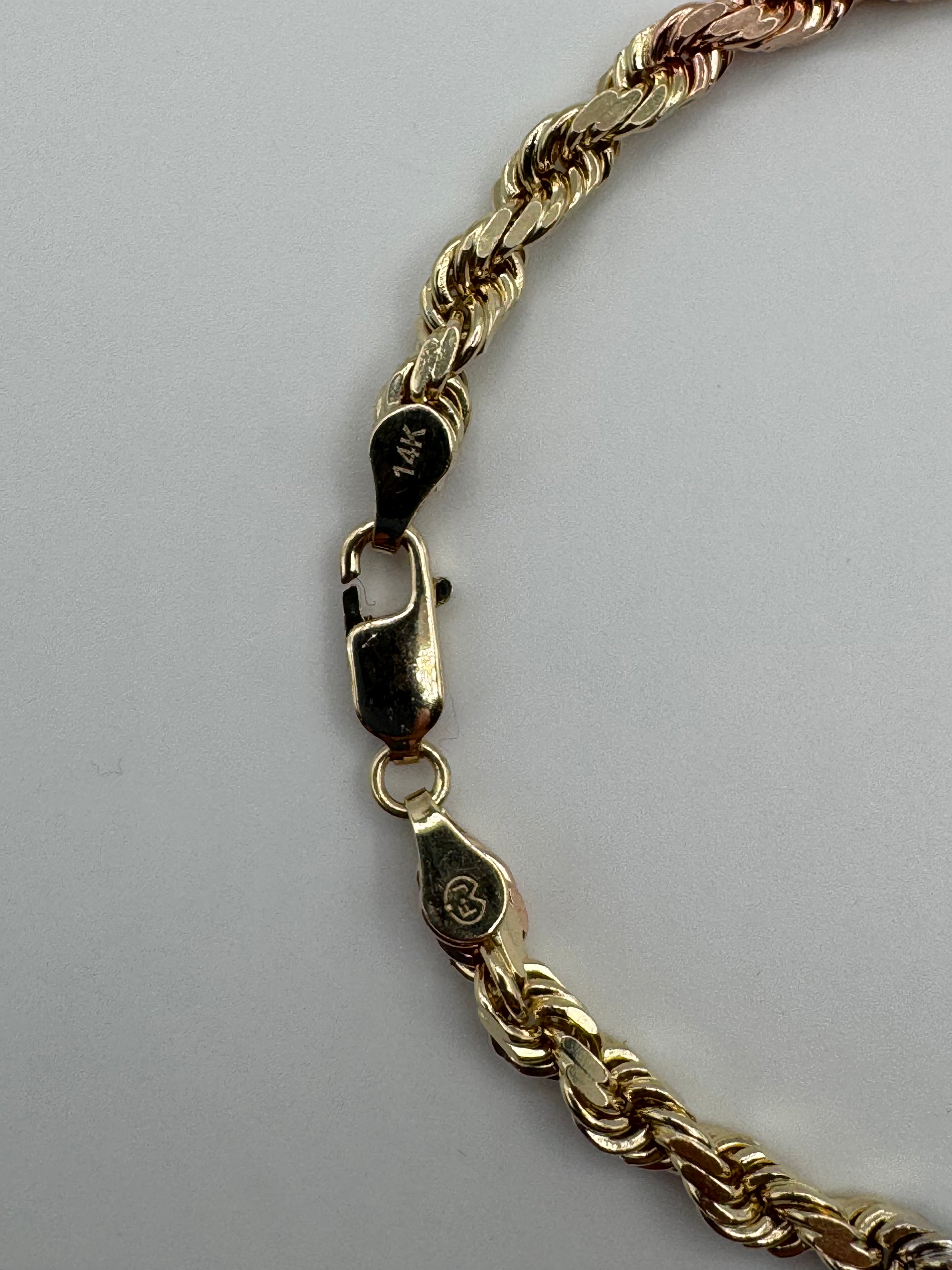 5mm Tri Color Rope Bracelet 7.5 inch (DIAMOND CUT)