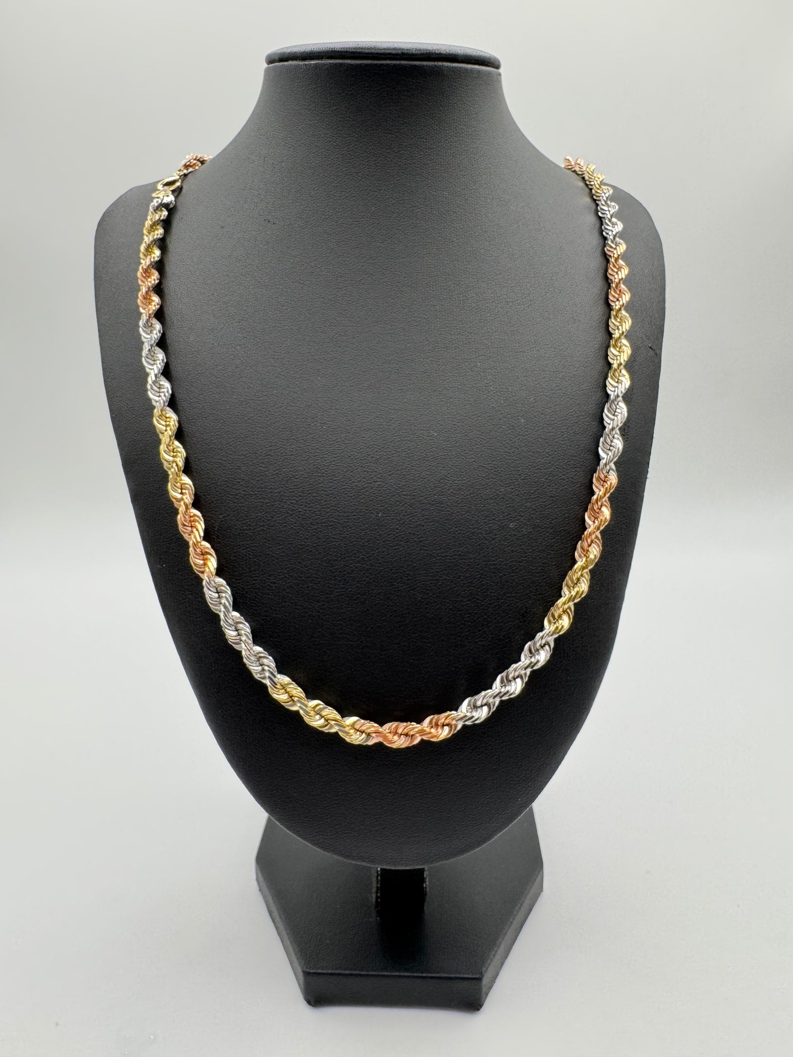 6mm Rope Chain 26 inches (DIAMOND CUT)-TRI COLOR