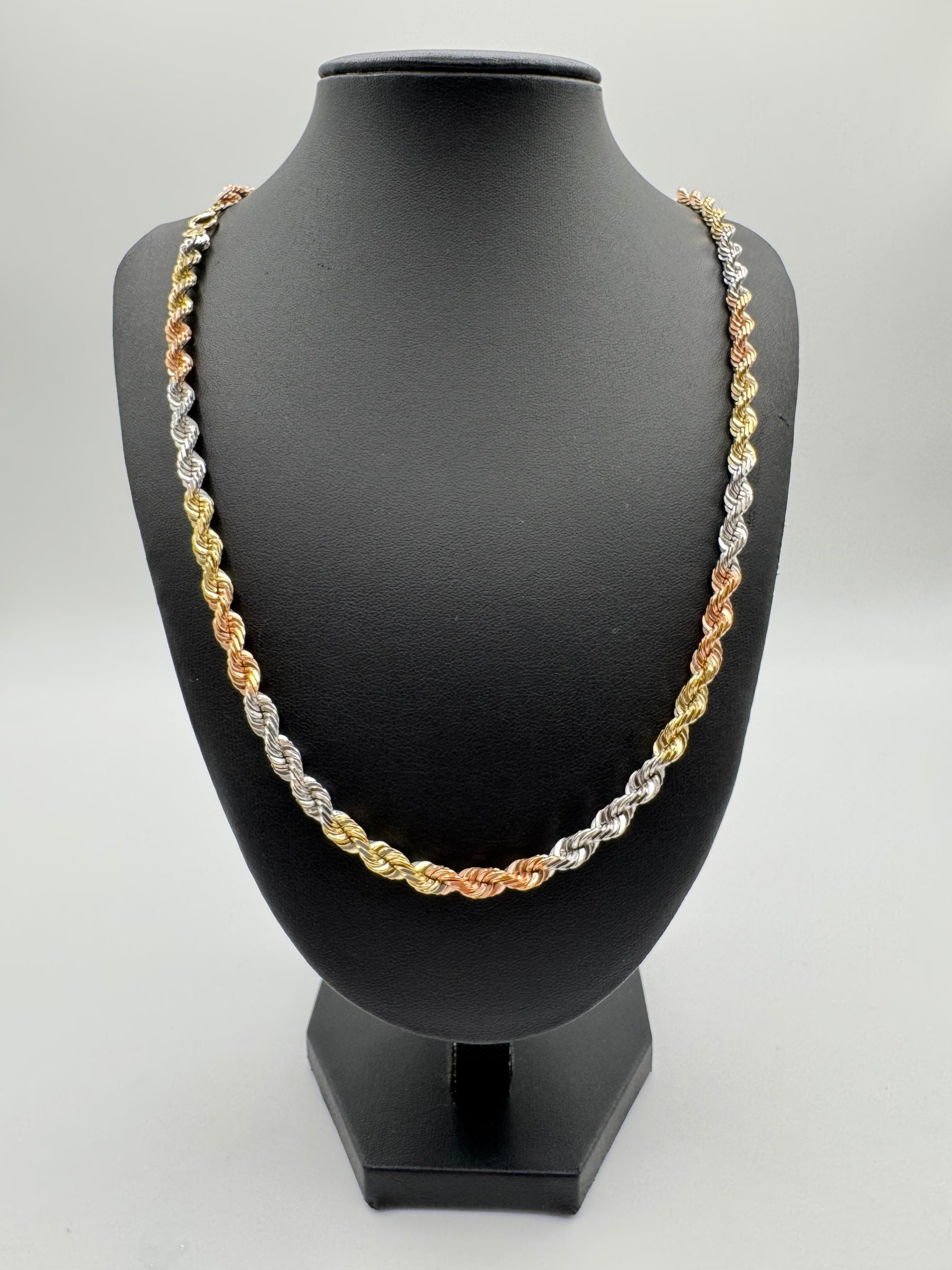 6mm Rope Chain 26 inches (DIAMOND CUT)-TRI COLOR