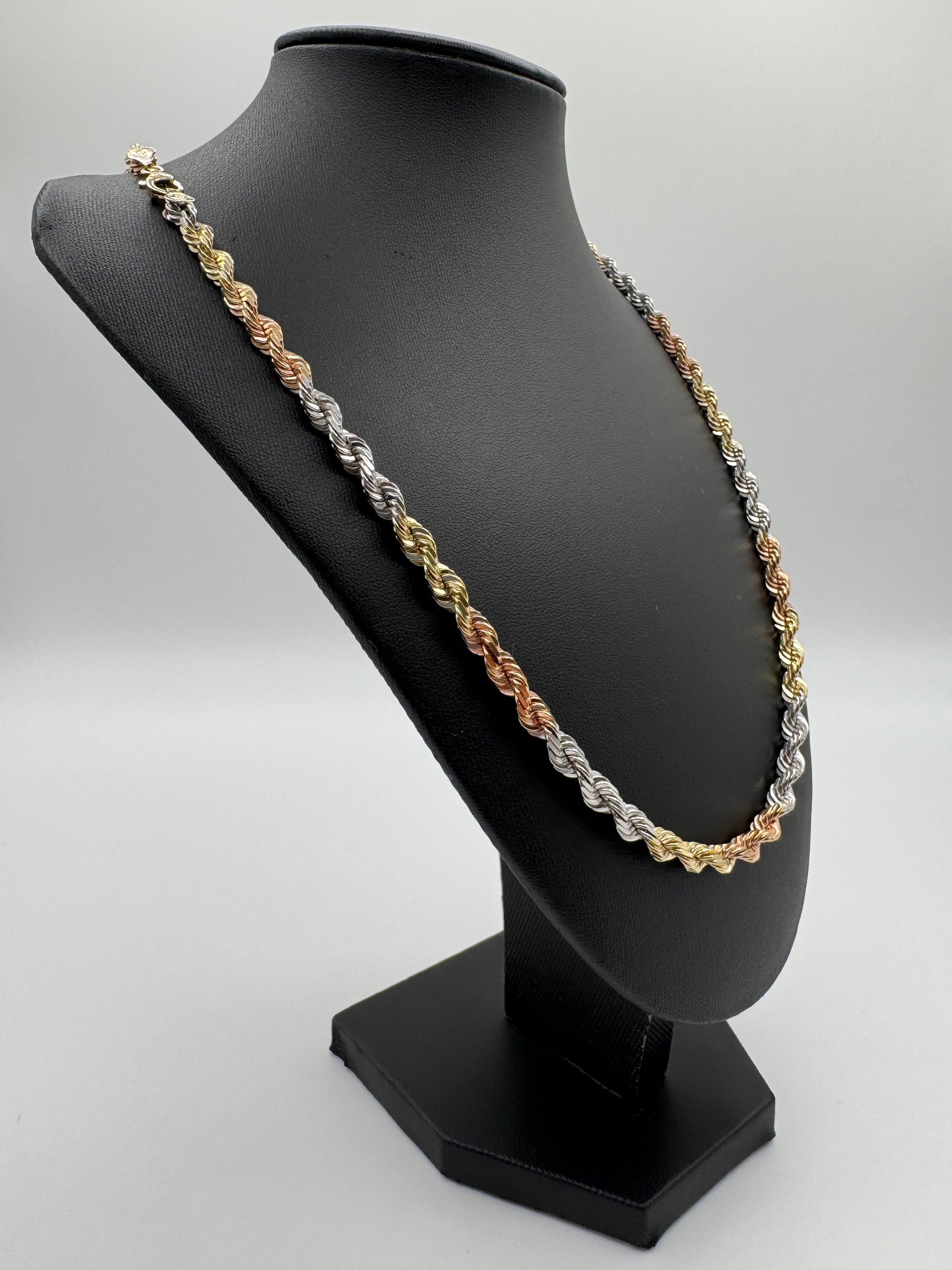 6mm Rope Chain 26 inches (DIAMOND CUT)-TRI COLOR
