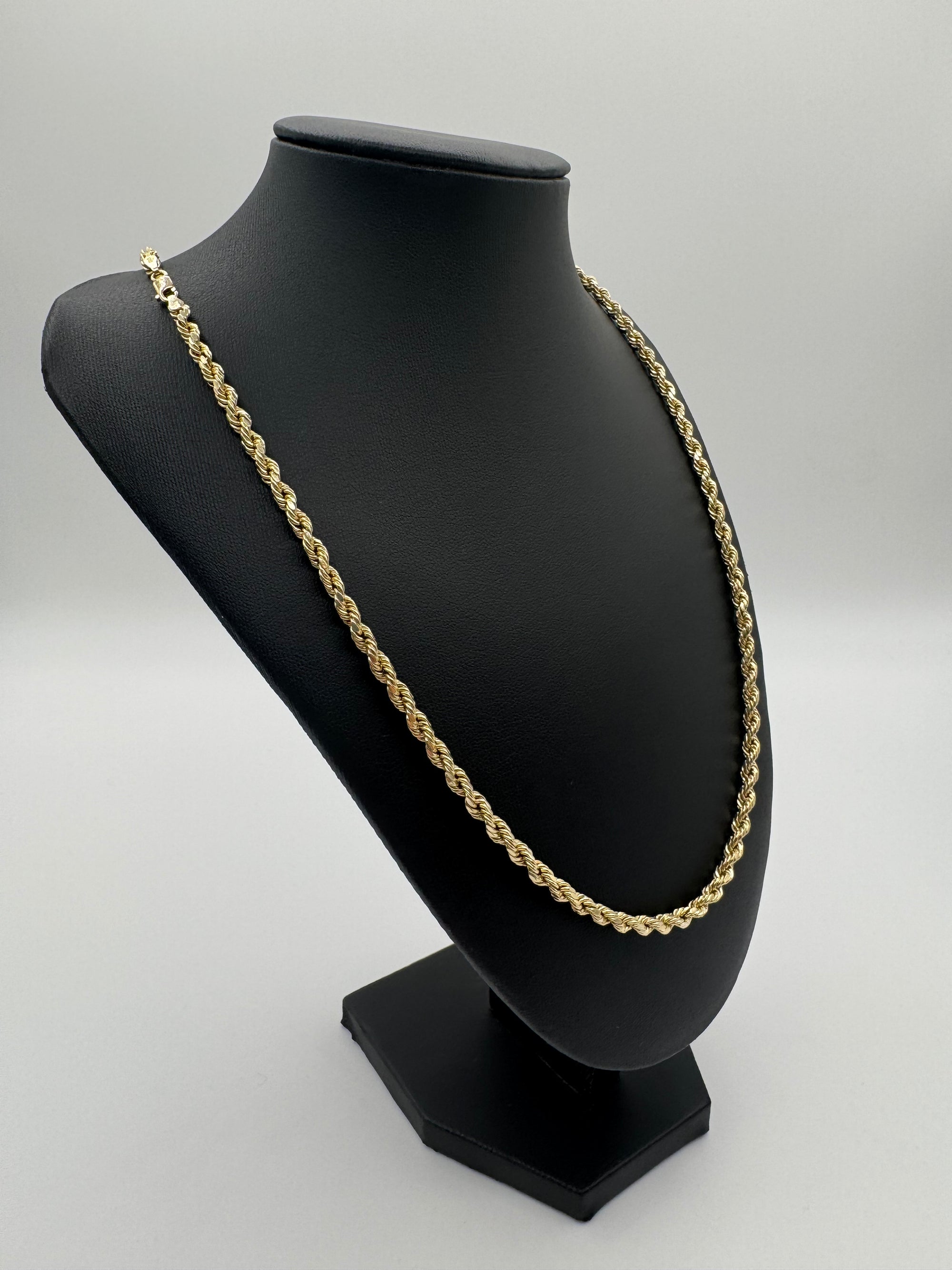 4mm HOLLOW Rope Chain 22.5 inches (DIAMOND CUT)