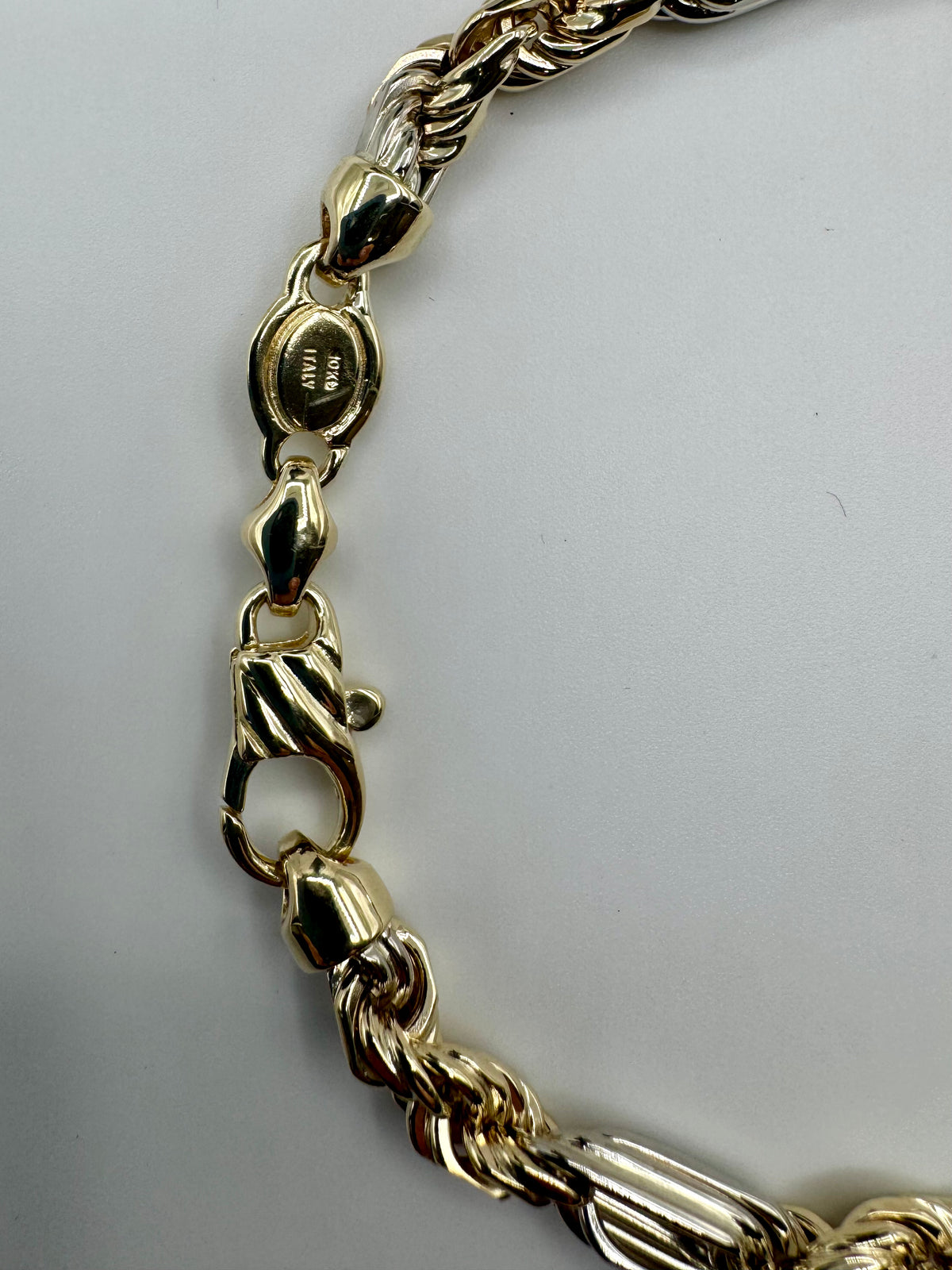 6mm Figarope Bracelet 8.5 inches TWO TONE (YELLOW/WHITE)