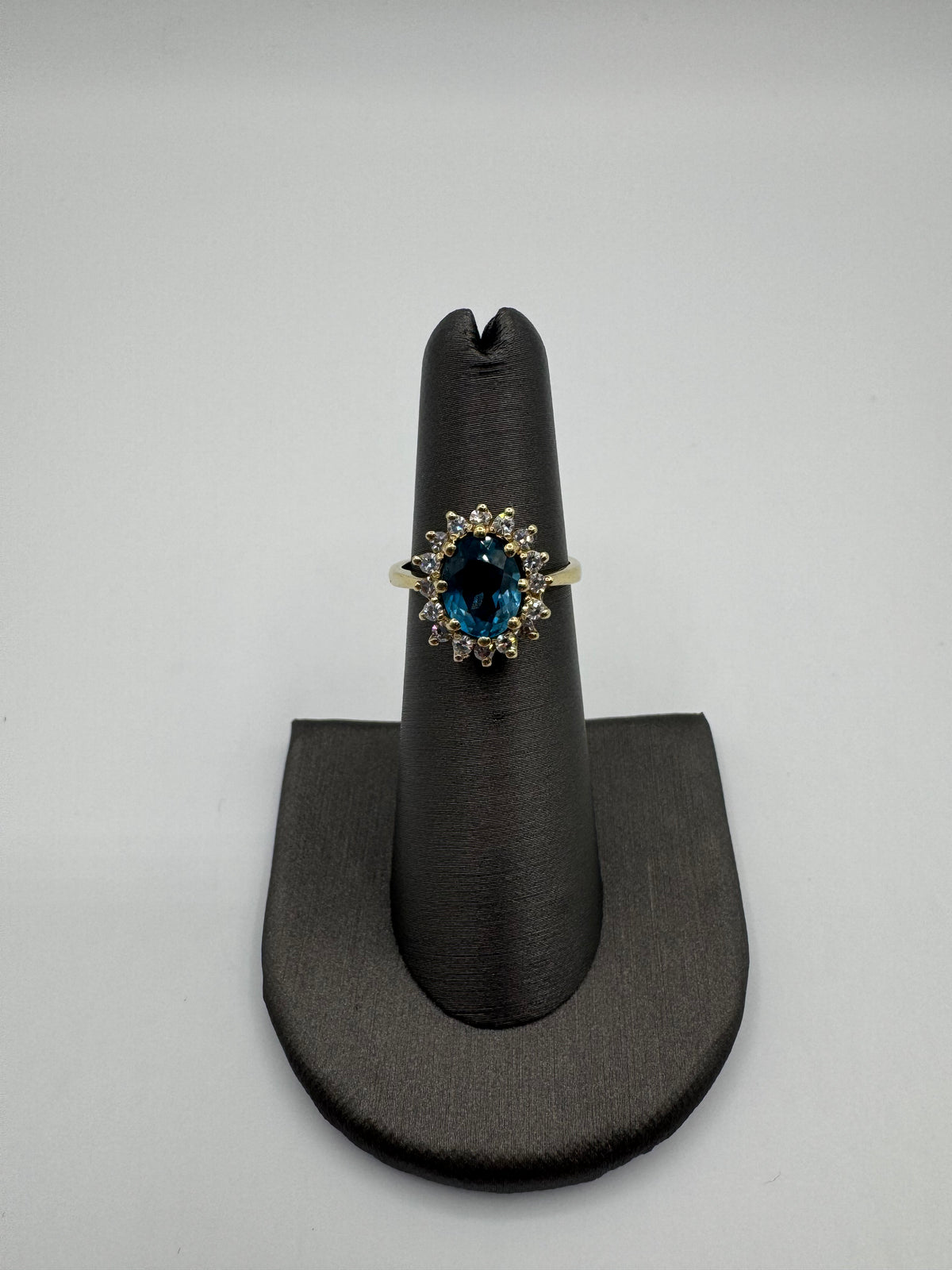 Blue Topaz Diamond Ring- SIZE 5