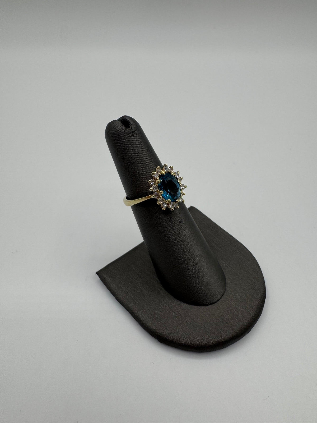 Blue Topaz Diamond Ring- SIZE 5